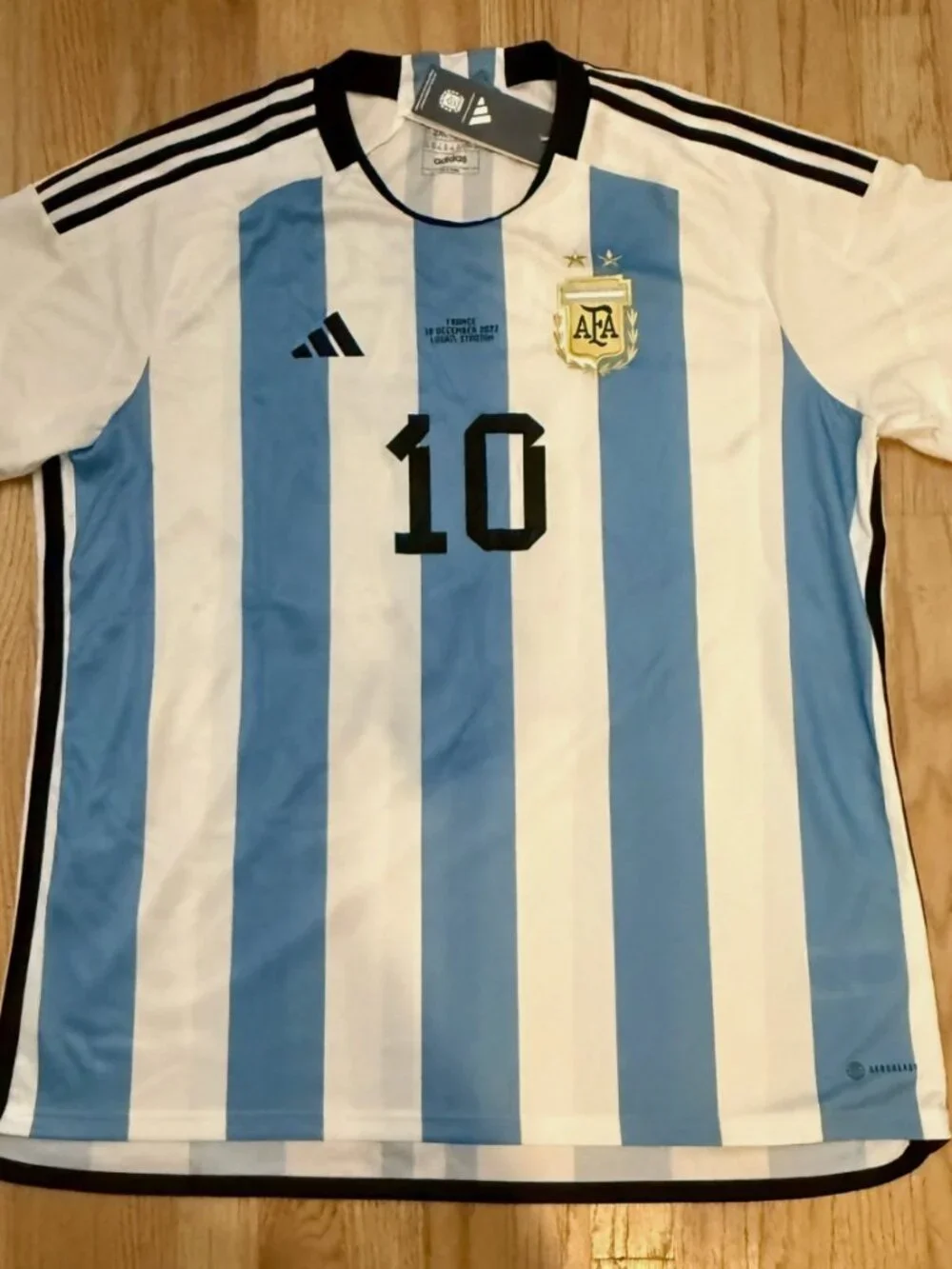 Authentic 2022 Messi Home Jersey World Cup Champs Argentina 2 Stars HF2158 XXL